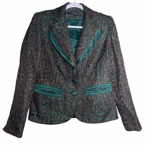 Juliana Collezione Goth Y2K Textured Button Front Blazer